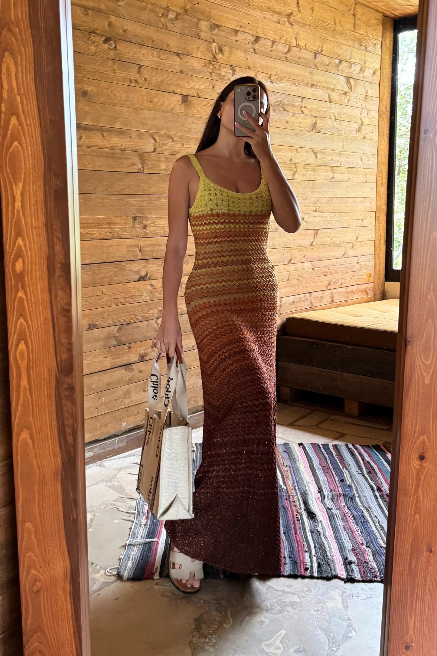 Margot strikket maxi-kjole Sunset