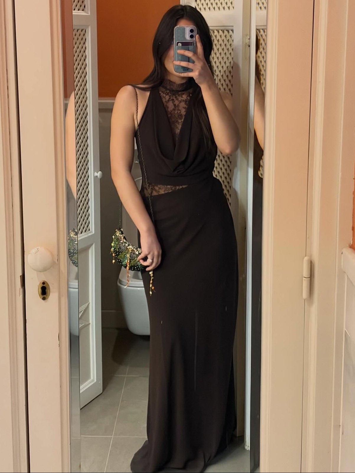 Sienna maxi-kjole i blonde med halterneck