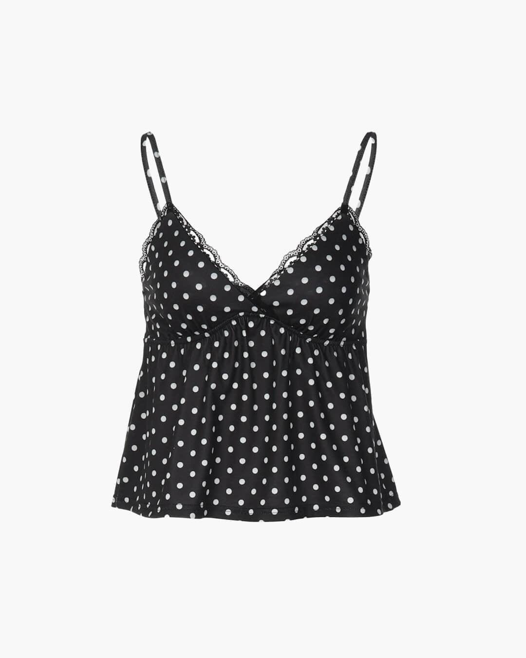 Octavia Dot Print Blondetop med Blonder