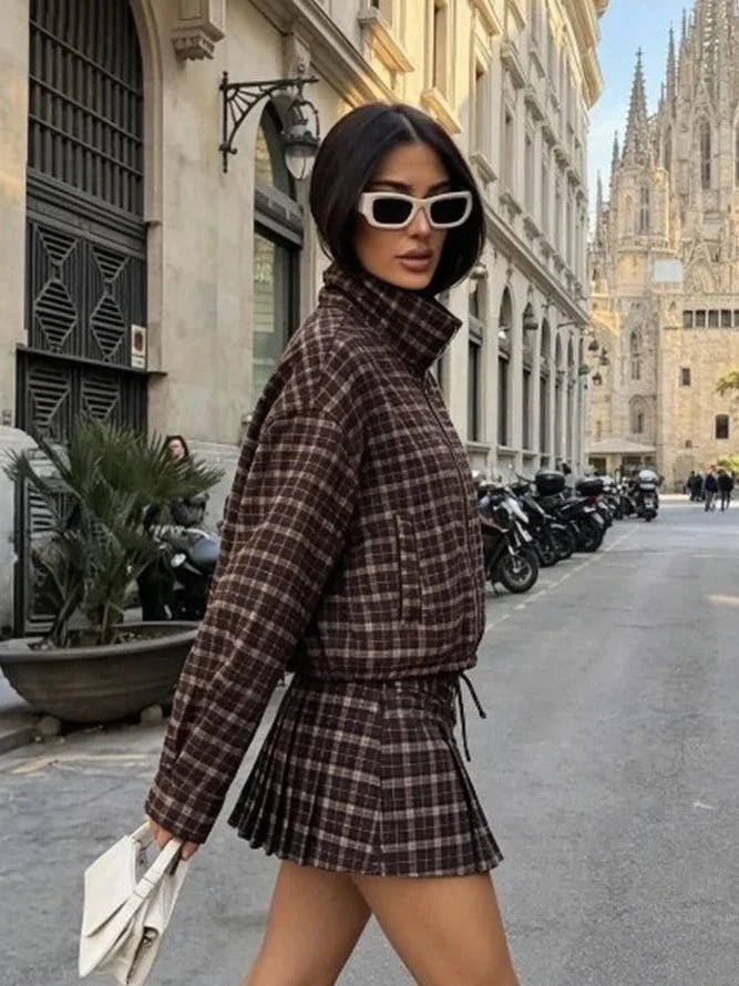 ZEYA - Tessa Checked Jacket & Mini Skirt Set