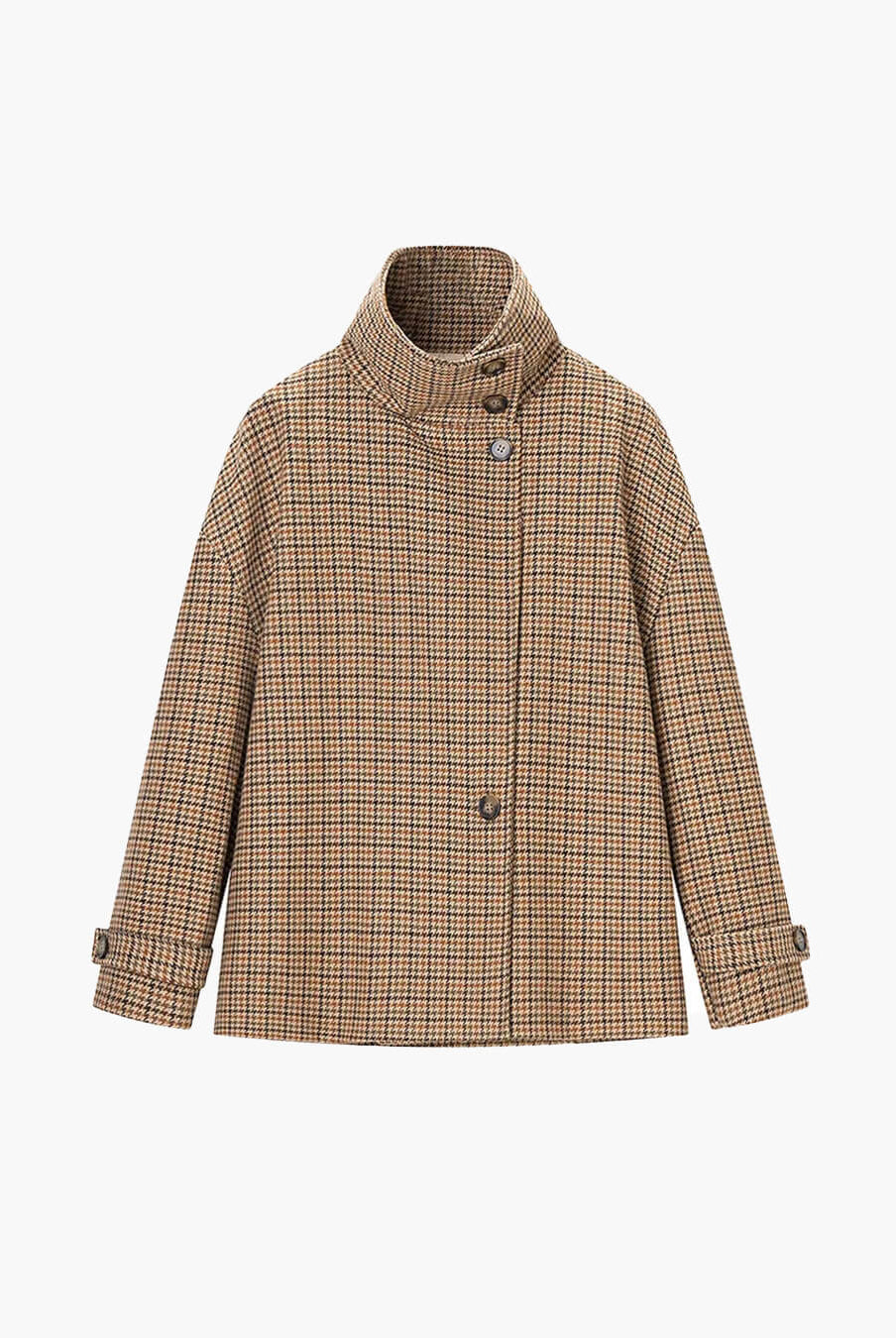 ZEYA - Amy Funnel Neck Houndstooth Short Jacket