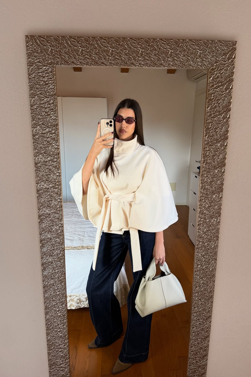 ZEYA - Arianne Elegant High - Neck Belted Cape Jacket