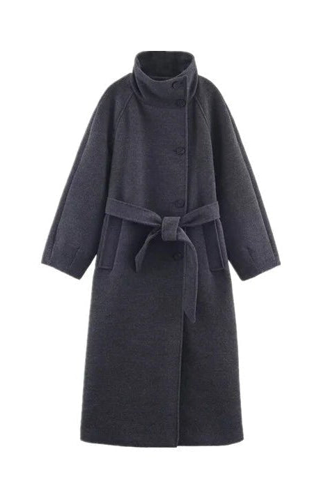 ZEYA - Arielle High Collar Long Belted Coat