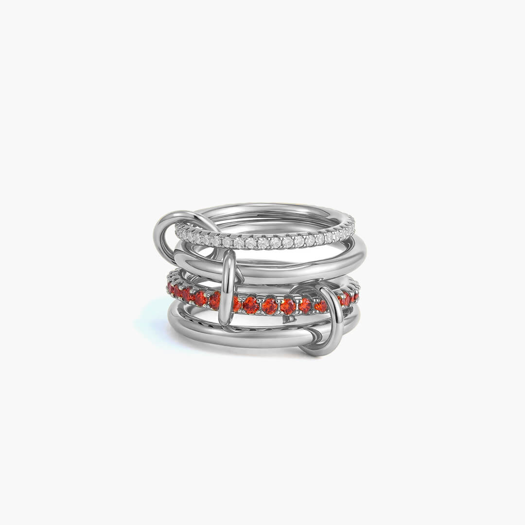 ZEYA - Astrid Fire Red Stacked Ring