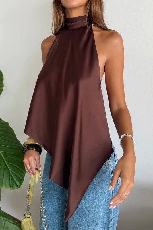 ZEYA - Ava Backless Halter Silk Top