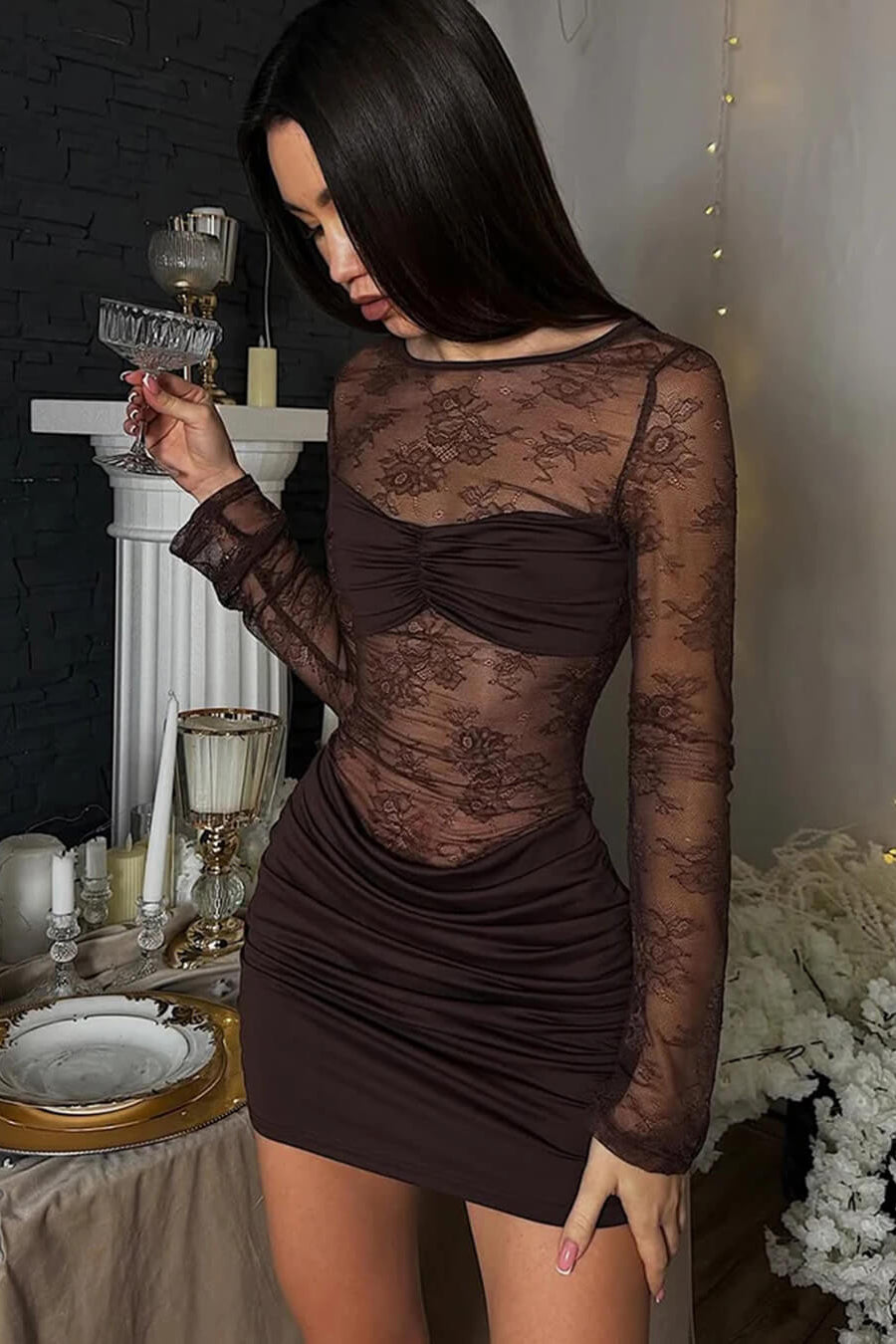 ZEYA - Bianca Backless Lace Mini Dress