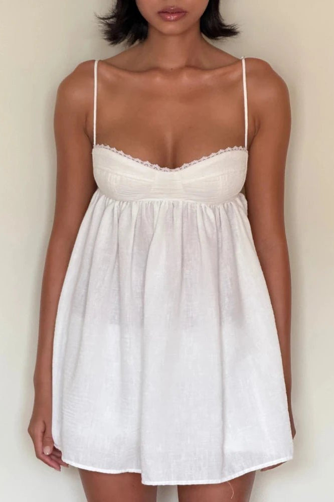 ZEYA - Briony Lace Trim Babydoll Short Set