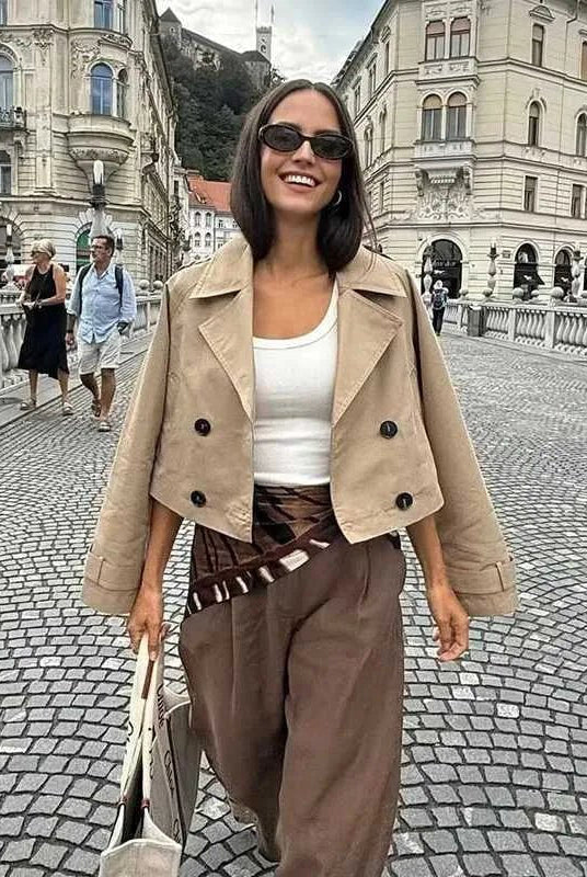 ZEYA - Carla Cropped Double Breasted Trench Coat