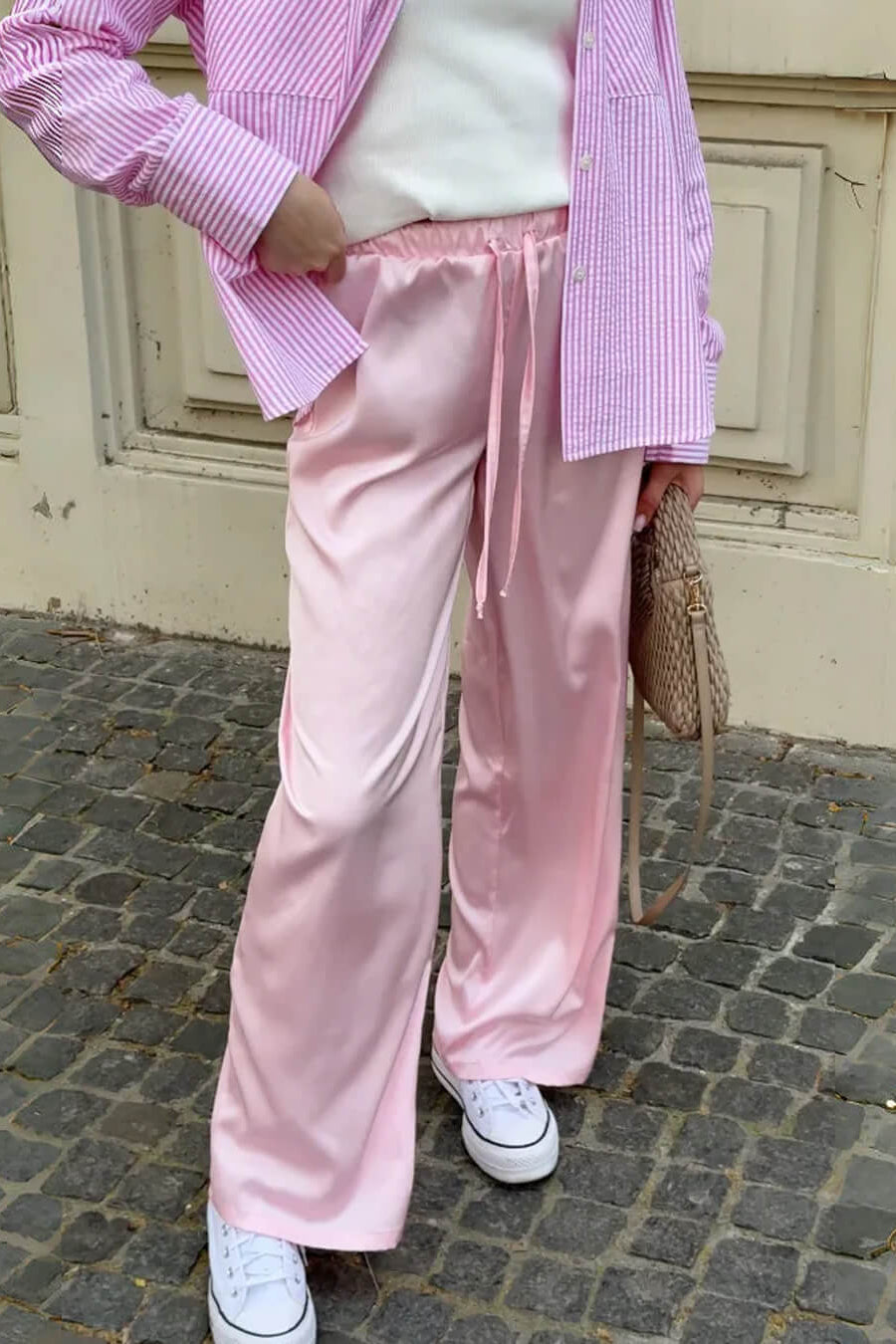 ZEYA - Carlene High Waist Satin Wide Leg Trousers