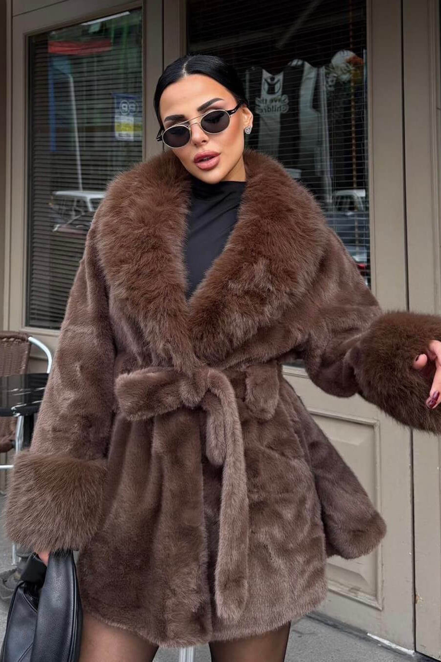 ZEYA - Carmina Faux Fur Trim Coat