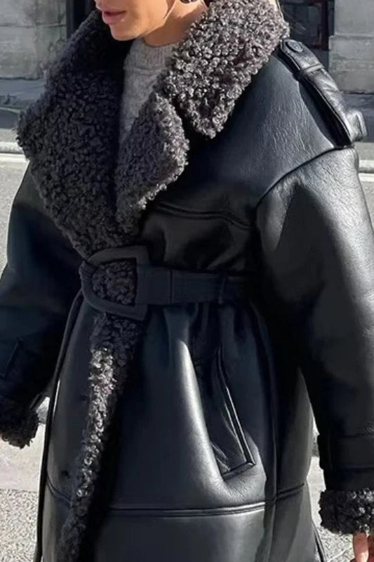 ZEYA - Chantelle Belted Faux Leather Maxi Coat