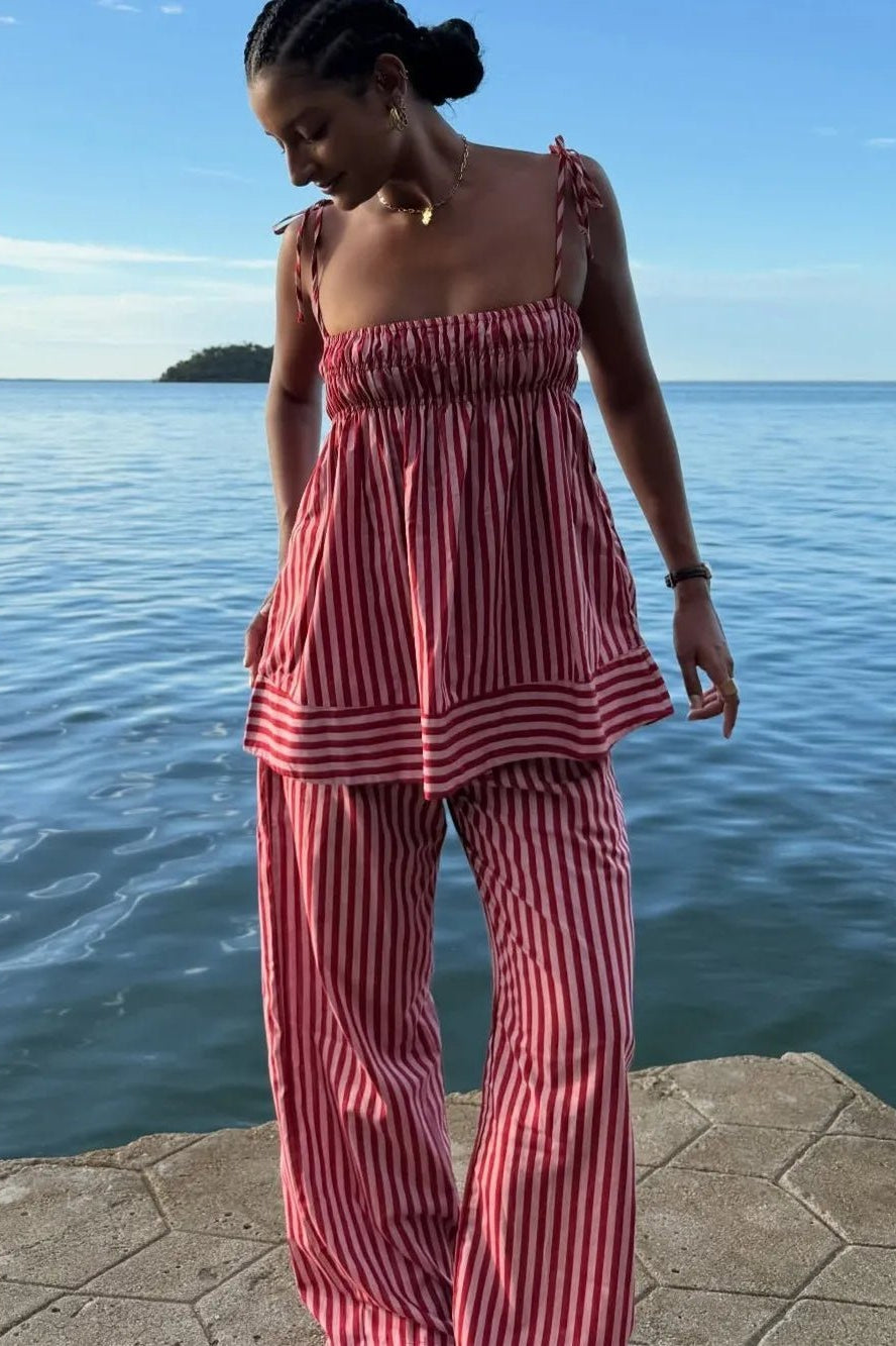 ZEYA - Claudia Striped Silk Pajama Set