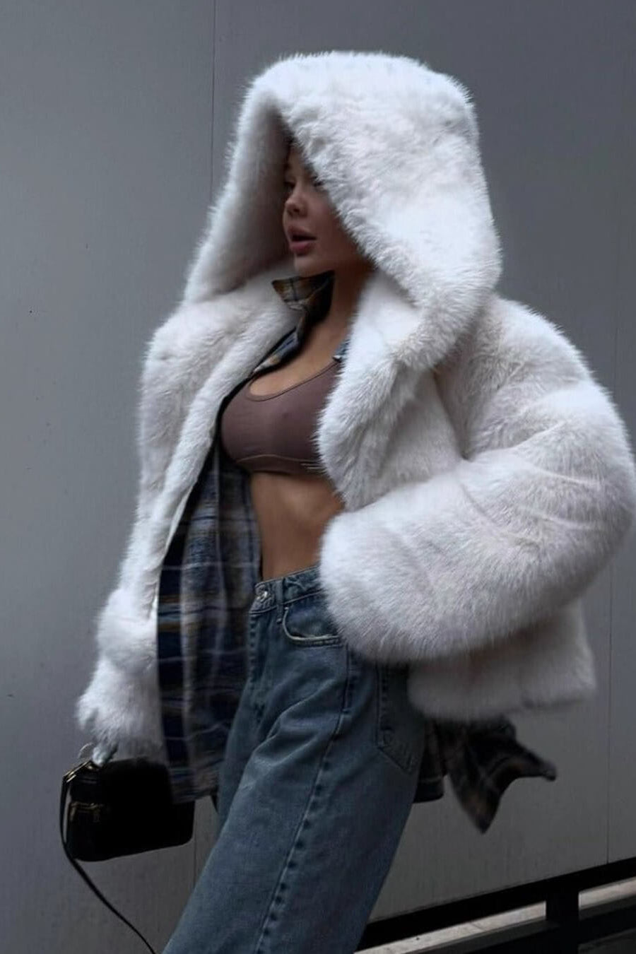 ZEYA - Claudine Hooded Short Faux Fur Coat