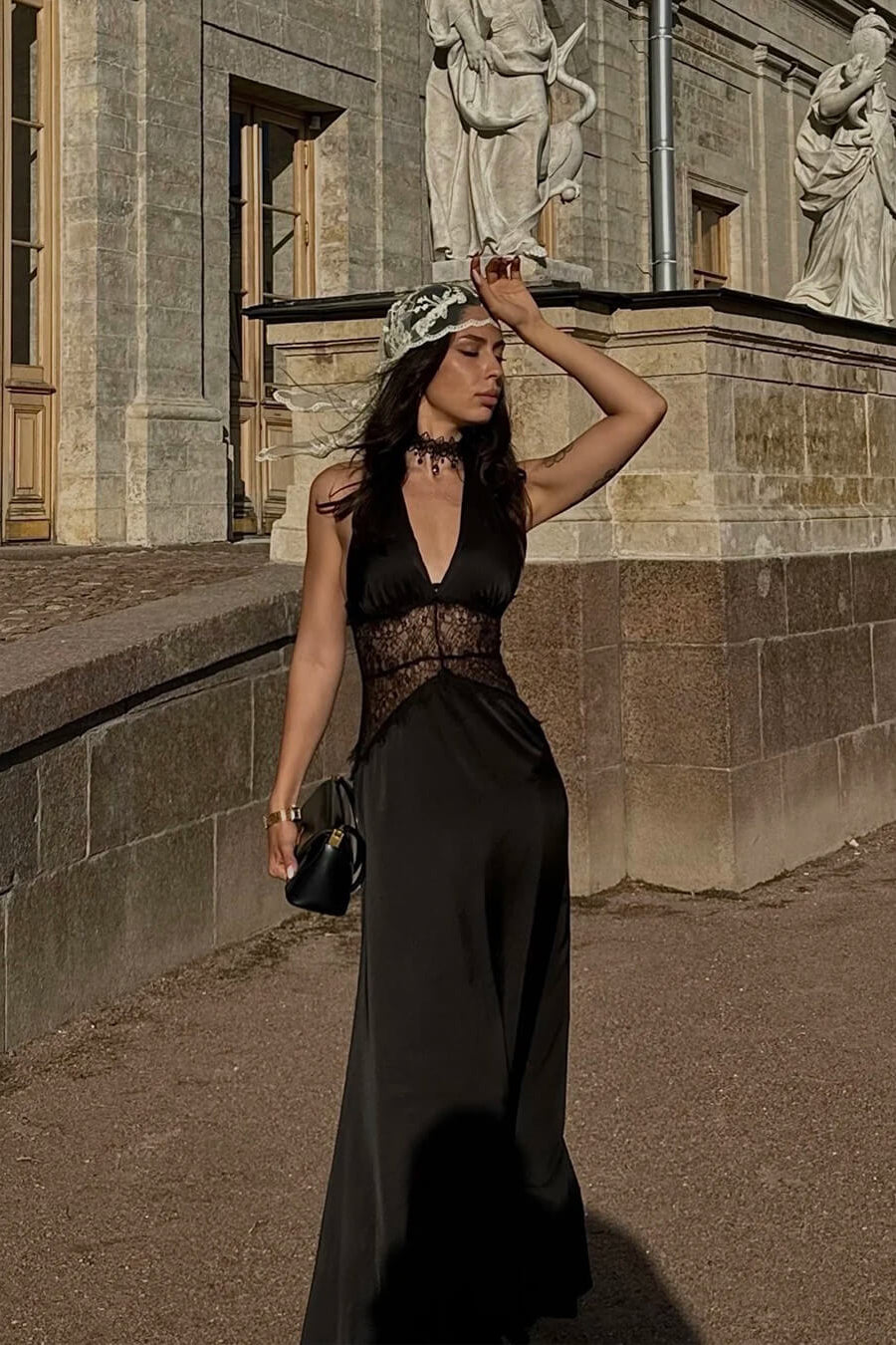 ZEYA - Danna Satin Lace Waist Backless Dress
