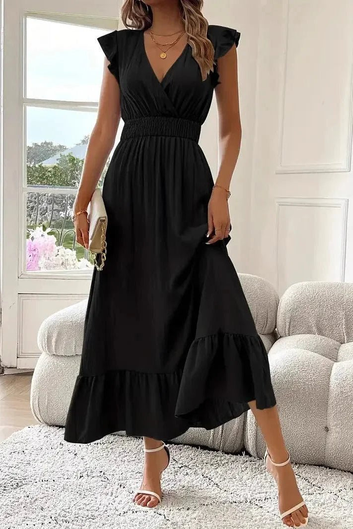 ZEYA - Delfina V-Neck Ruffle Swing Dress