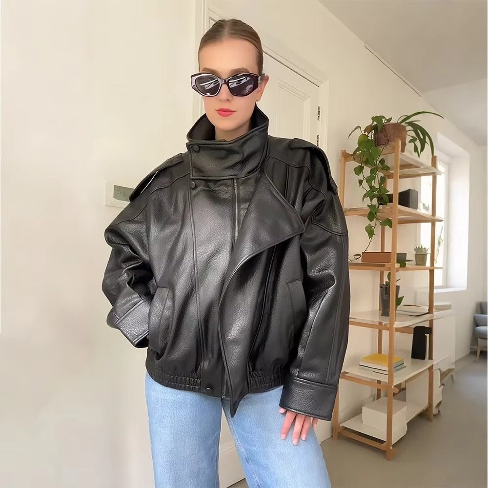 ZEYA - Dina Asymmetrical Leather Jacket