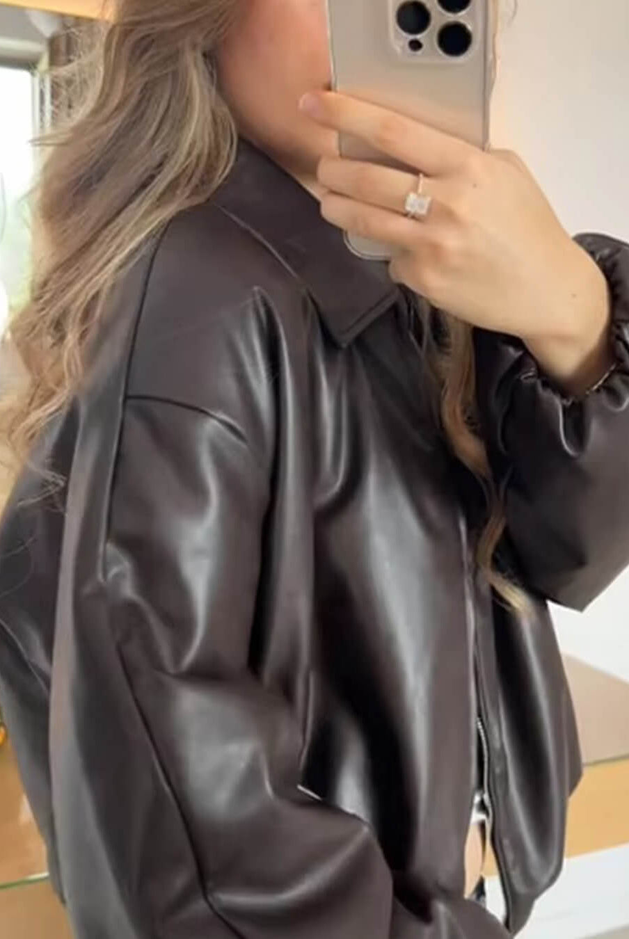 ZEYA - Elisabeta Zip Up Faux Leather Jacket