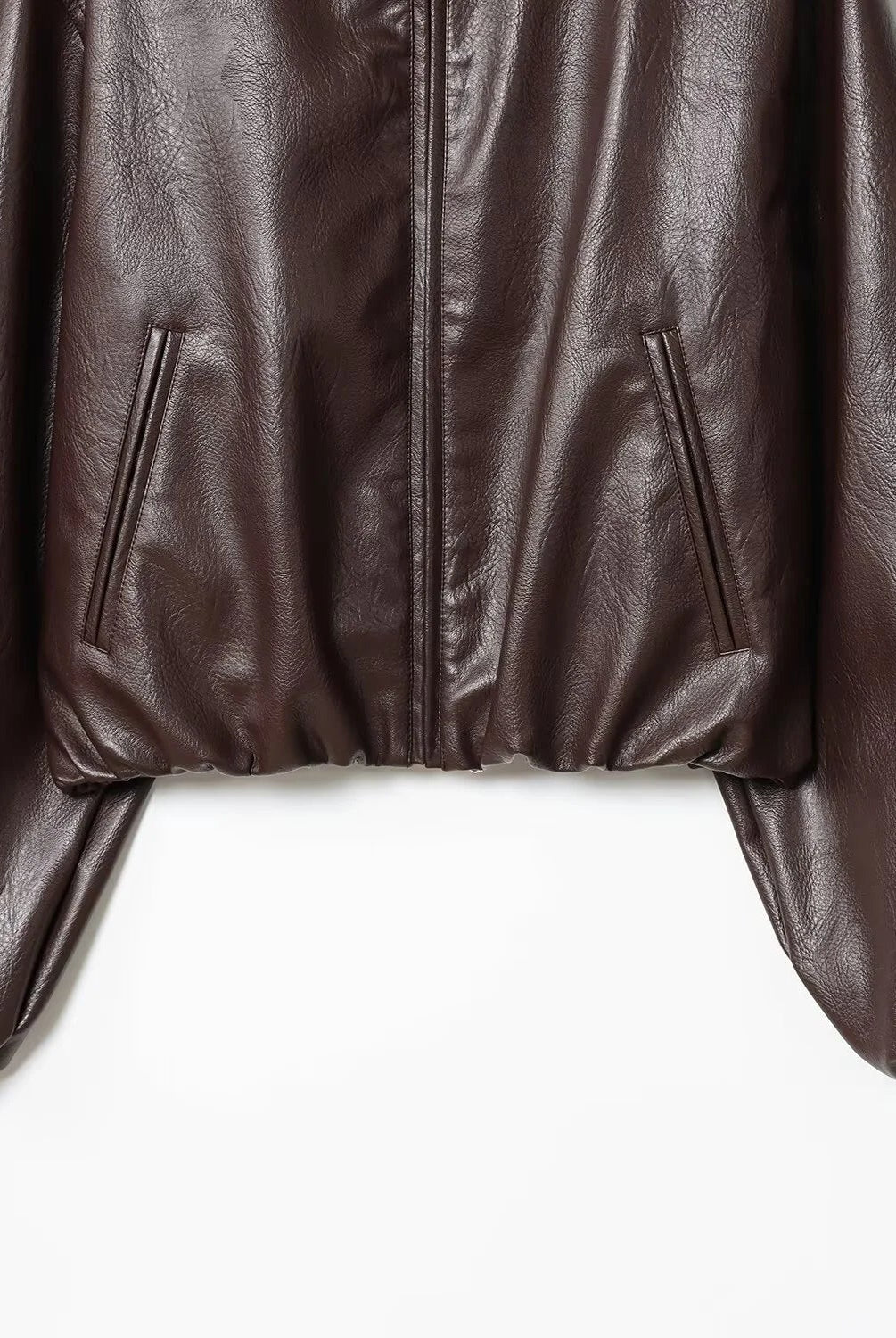 ZEYA - Elisabeta Zip Up Faux Leather Jacket