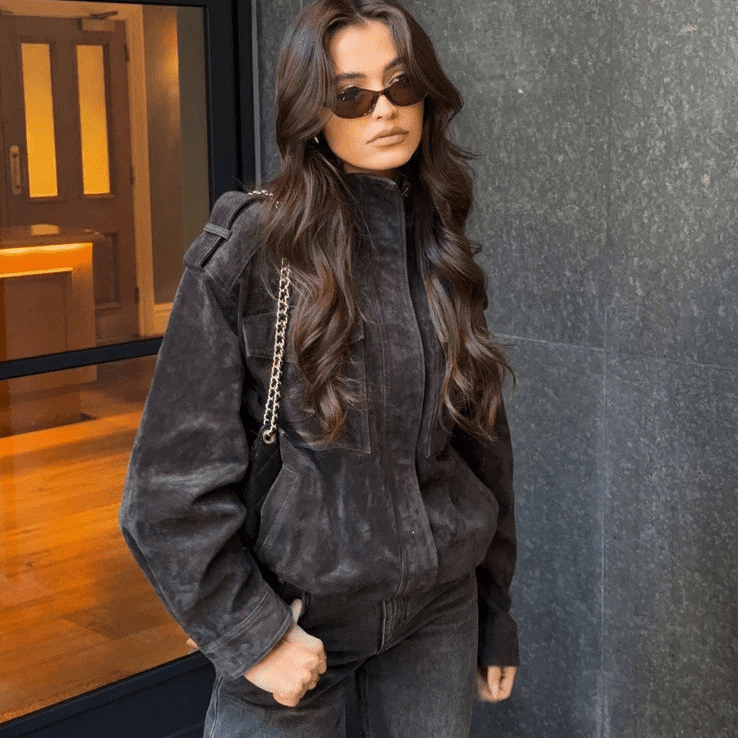 ZEYA - Elisse Suede Bomber Jacket