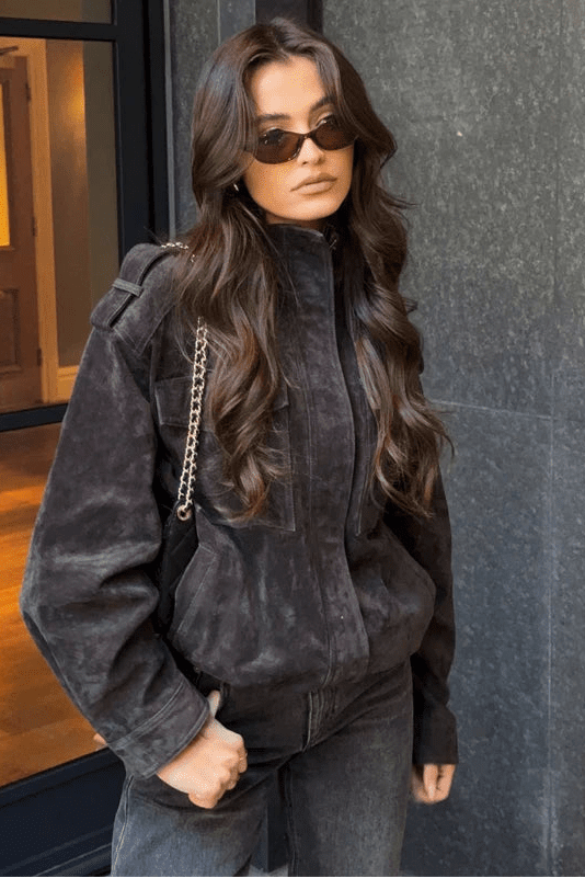 ZEYA - Elisse Suede Bomber Jacket