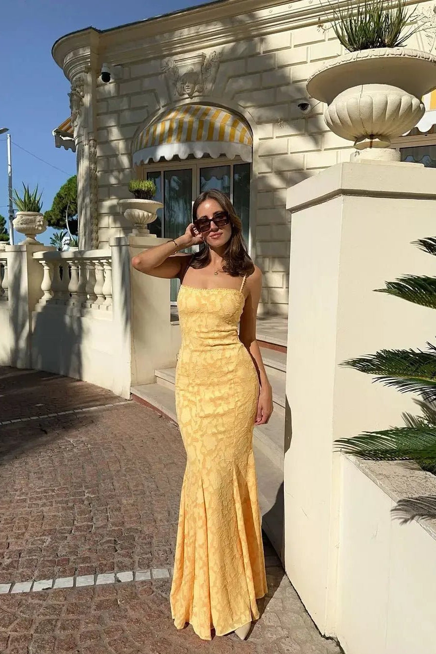 ZEYA - Enora Lace-Up Fishtail Maxi Dress