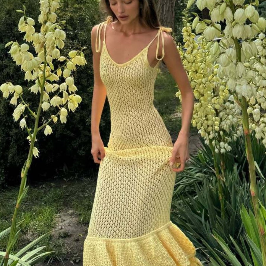 ZEYA - Eris Knit Ruffle Maxi Dress