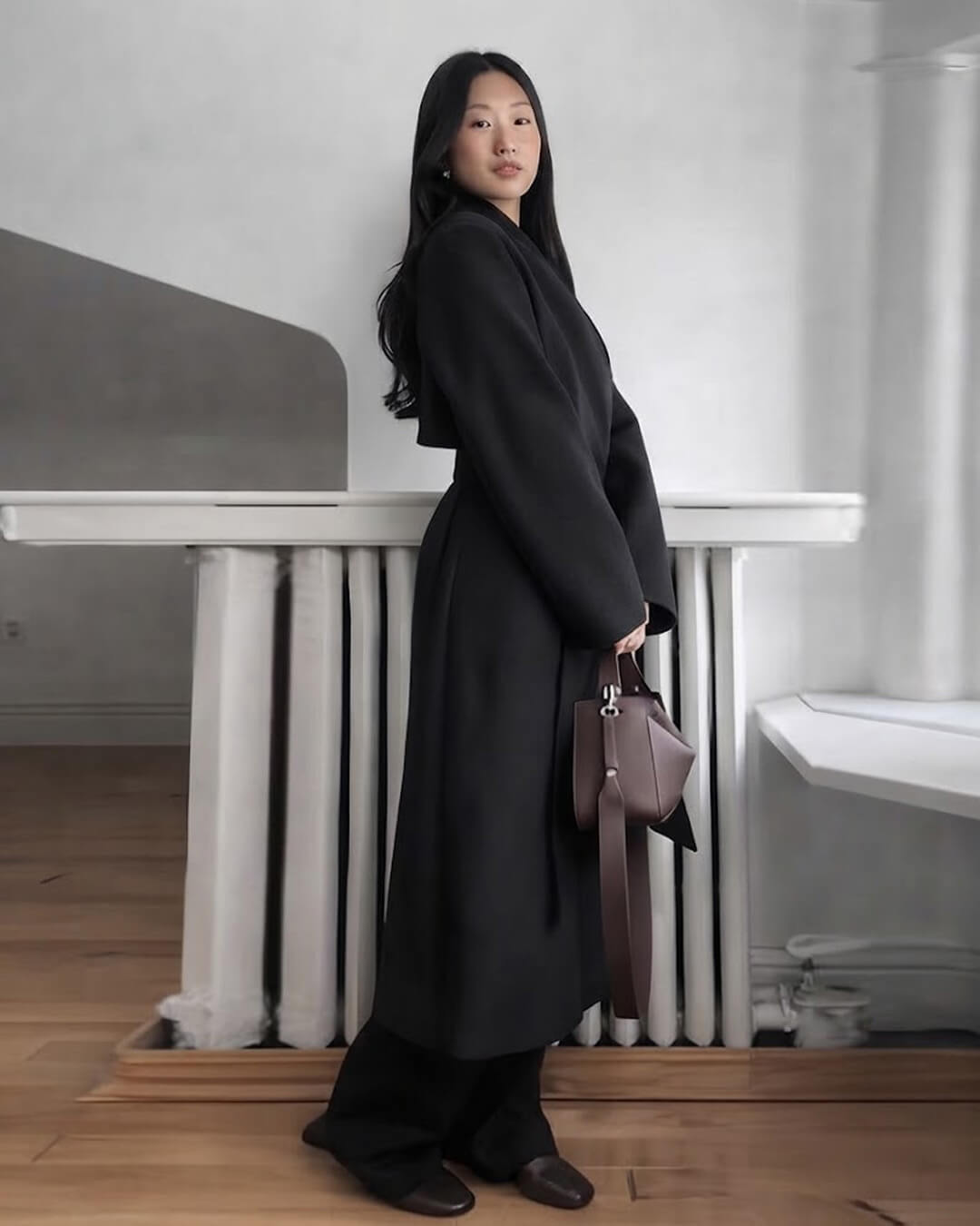ZEYA - Feline Long Belted High Collar Coat