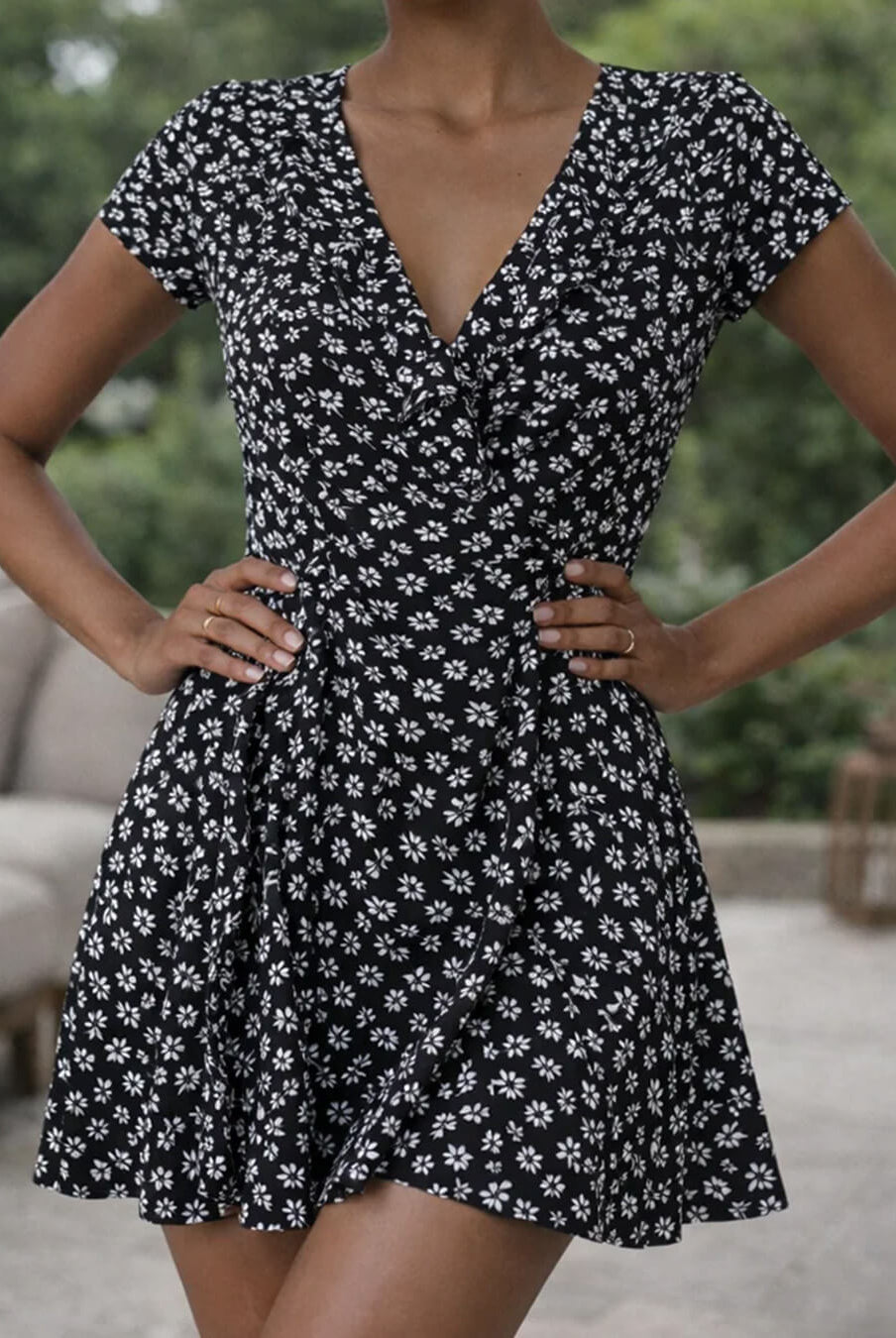 ZEYA - Gabrielle Floral V - Neck A - Line Mini Dress