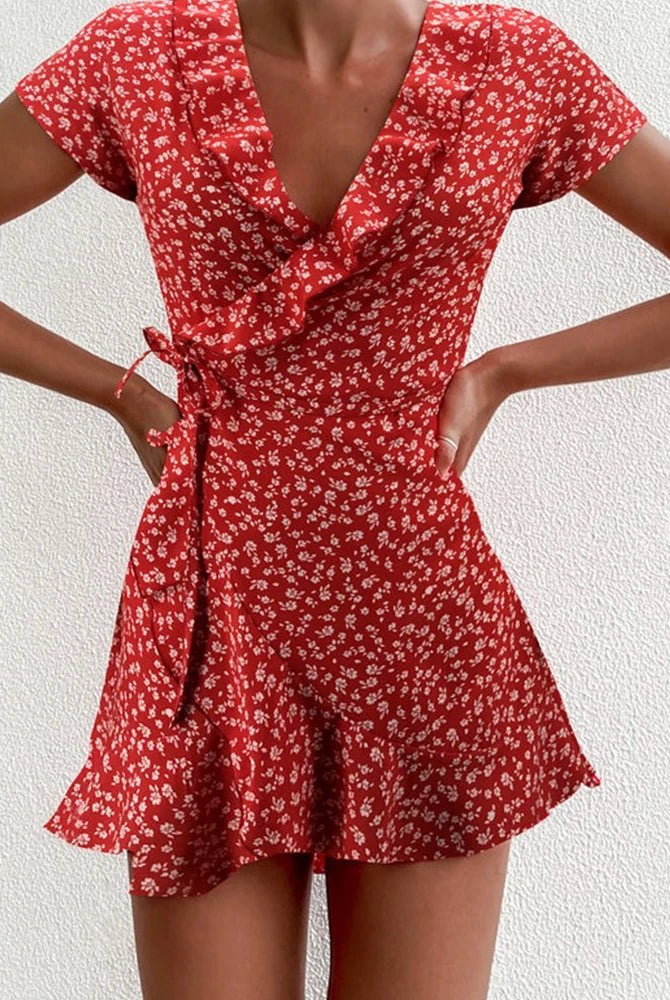 ZEYA - Gabrielle Floral V - Neck A - Line Mini Dress