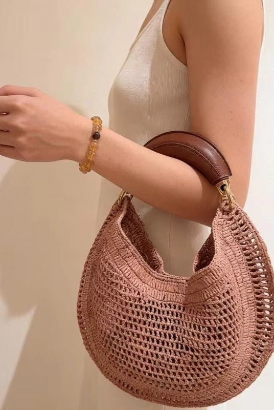 ZEYA - Geneva Crescent Woven Leather Bag