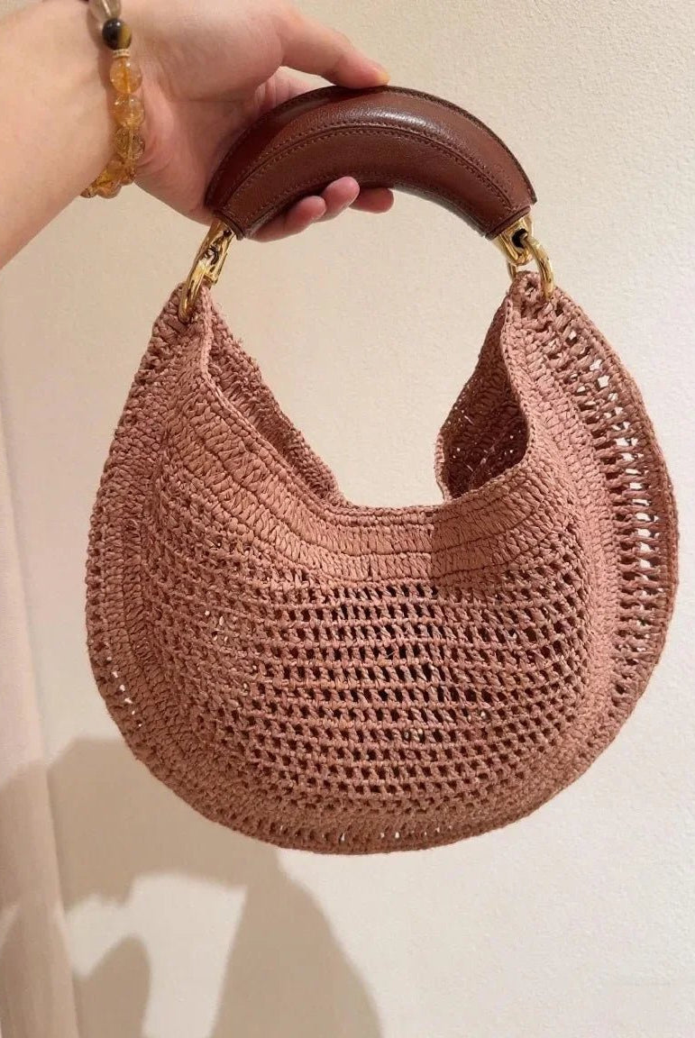 ZEYA - Geneva Crescent Woven Leather Bag
