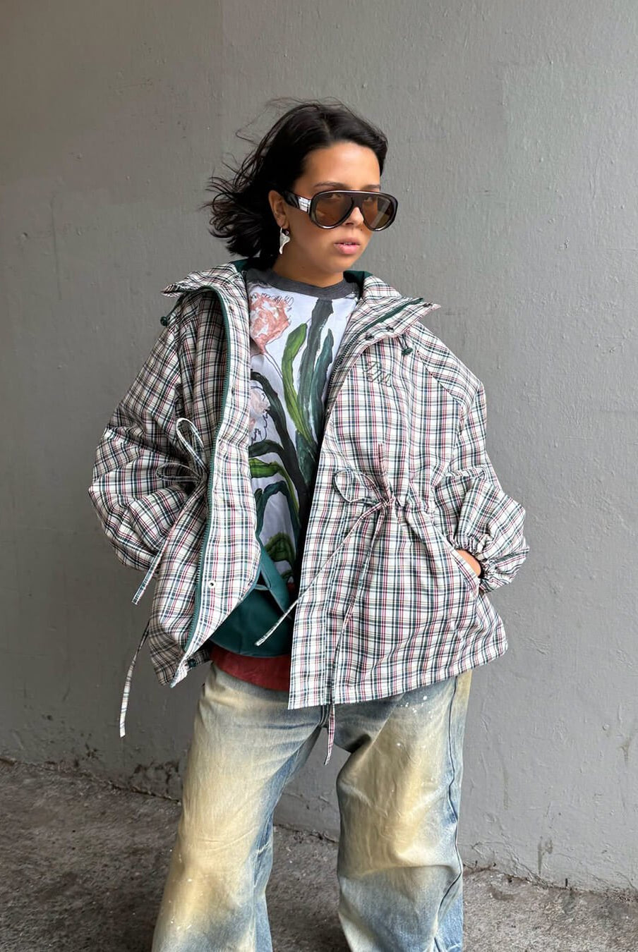 ZEYA - Gina Retro Plaid Hooded Jacket