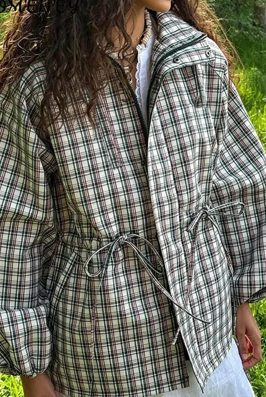 ZEYA - Gina Retro Plaid Hooded Jacket