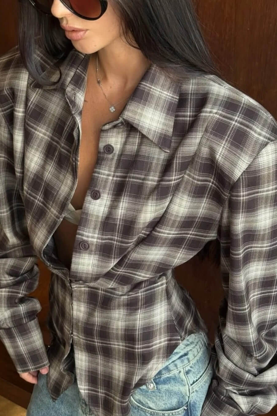 ZEYA - Gloria Plaid Cinched-Waist Polo