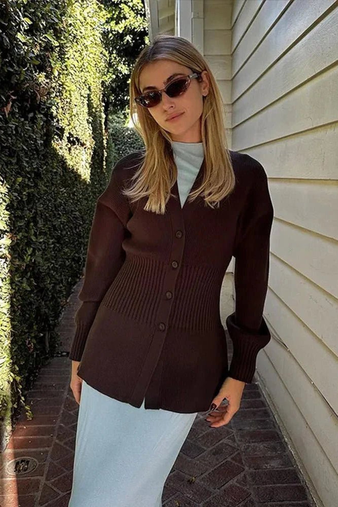 ZEYA - Henna Waisted V-Neck Cardigan