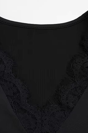 ZEYA - Hilda Lace Trim Slim Long Sleeve Mini Dress