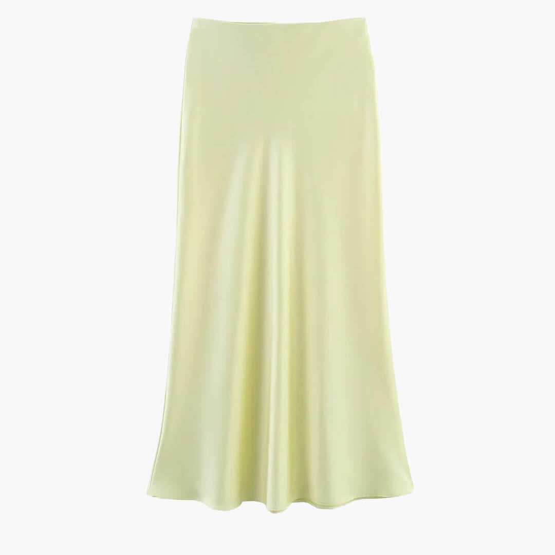 ZEYA - Hilde High Waist Black Satin Midi Skirt