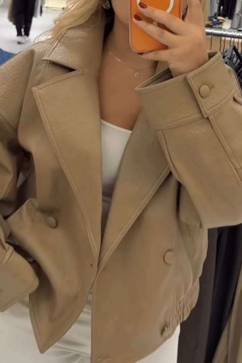 ZEYA - Isabel Double Breasted Faux Leather Coat
