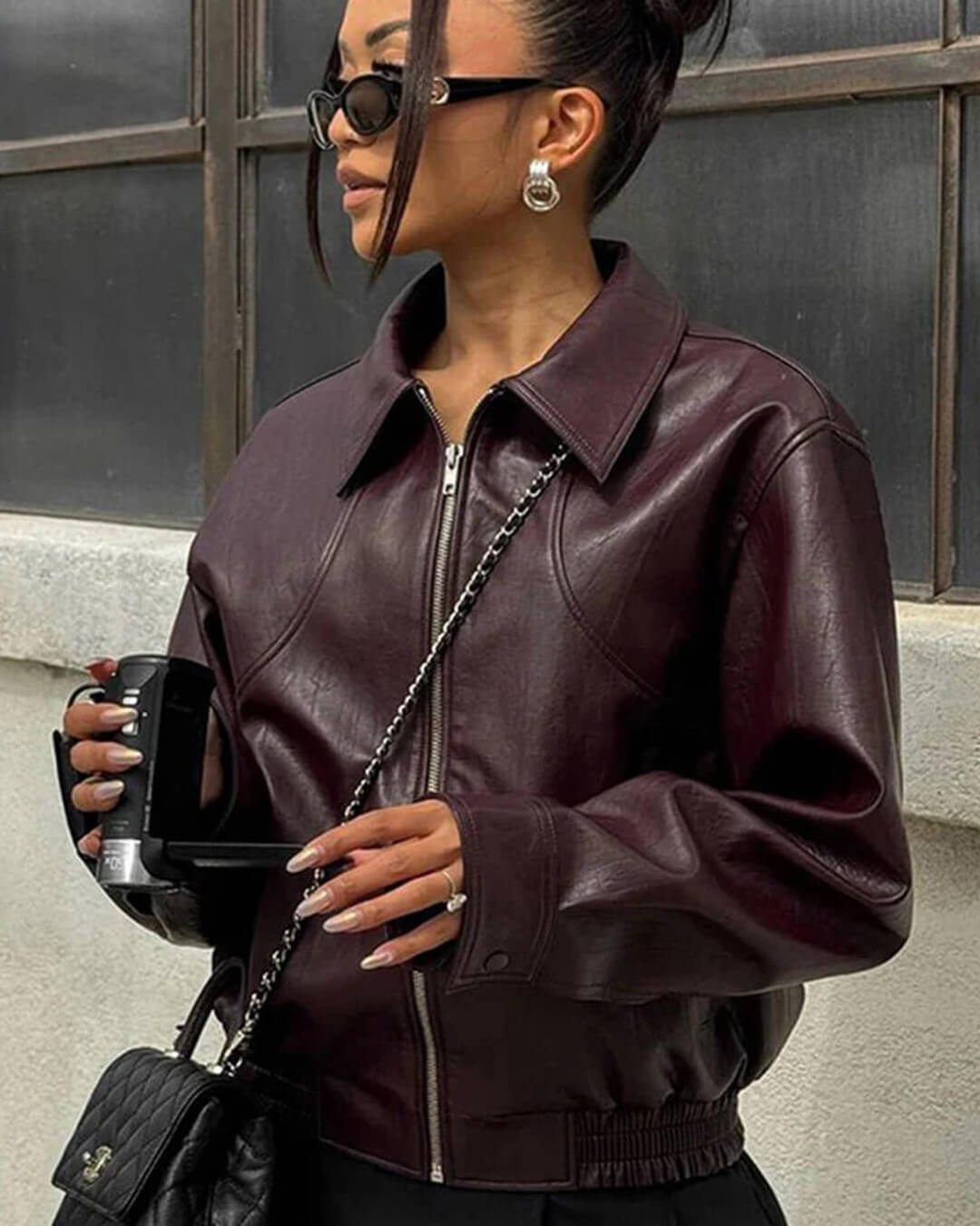 ZEYA - Jade Faux Leather Lapel Jacket