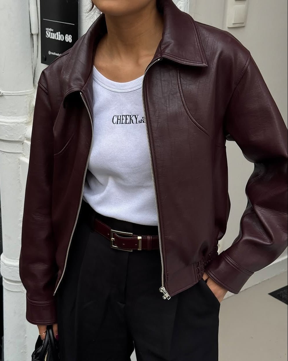 ZEYA - Jade Faux Leather Lapel Jacket