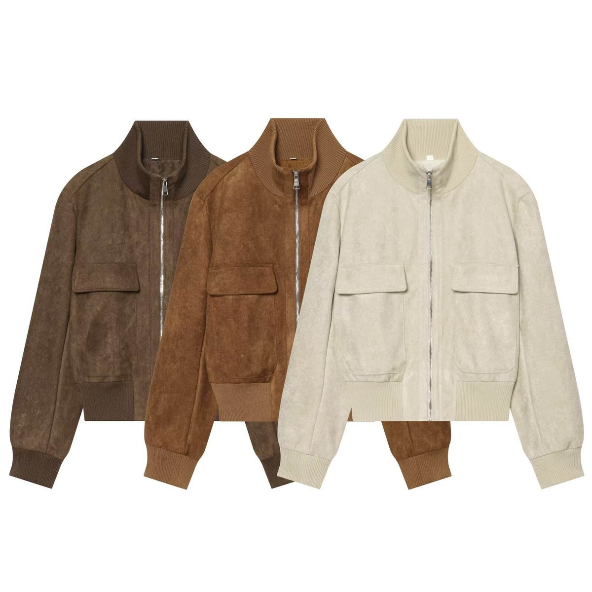 ZEYA - Jean Faux Suede Bomber Jacket