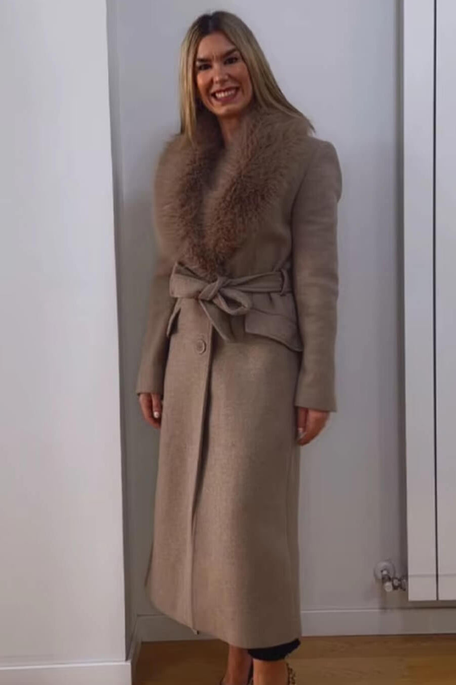 ZEYA - Josie Faux Fur Collar Maxi Coat
