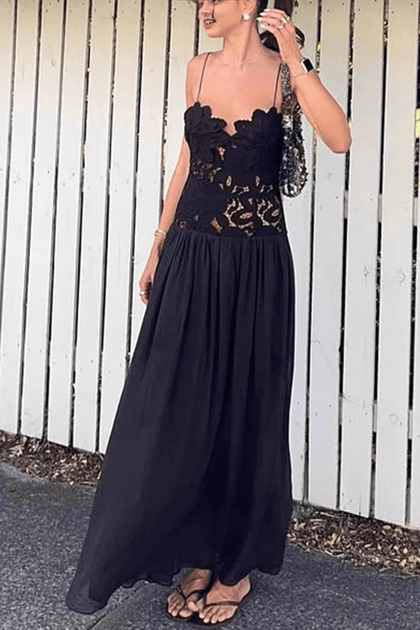 ZEYA - Kelli Lace Mesh Halter Evening Dress