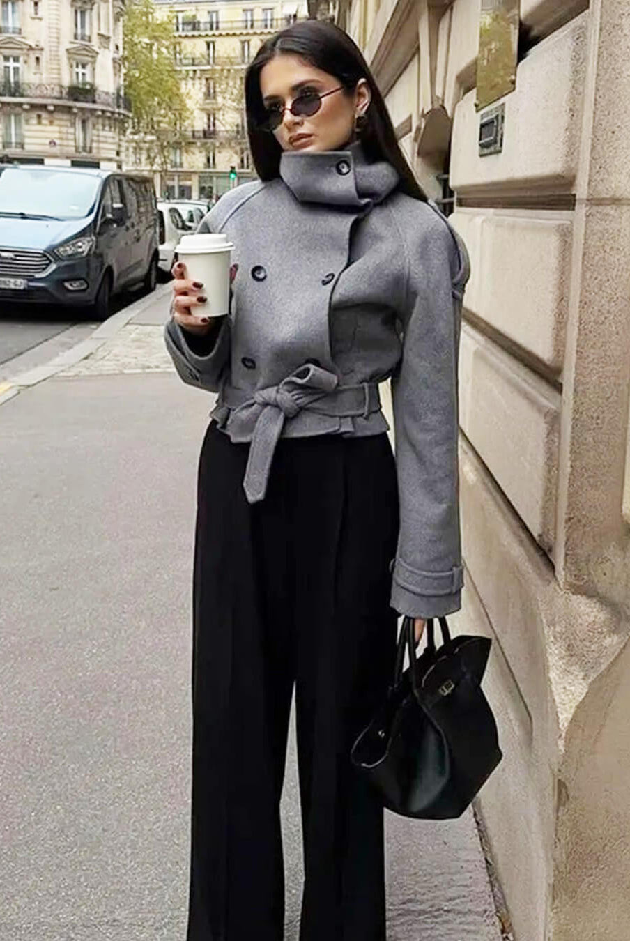 ZEYA - Lara Stand Collar Short Trench Coat