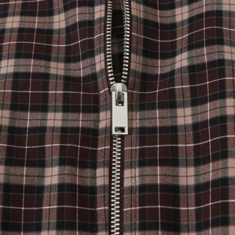 ZEYA - Leah Checked Collar Zip Jacket