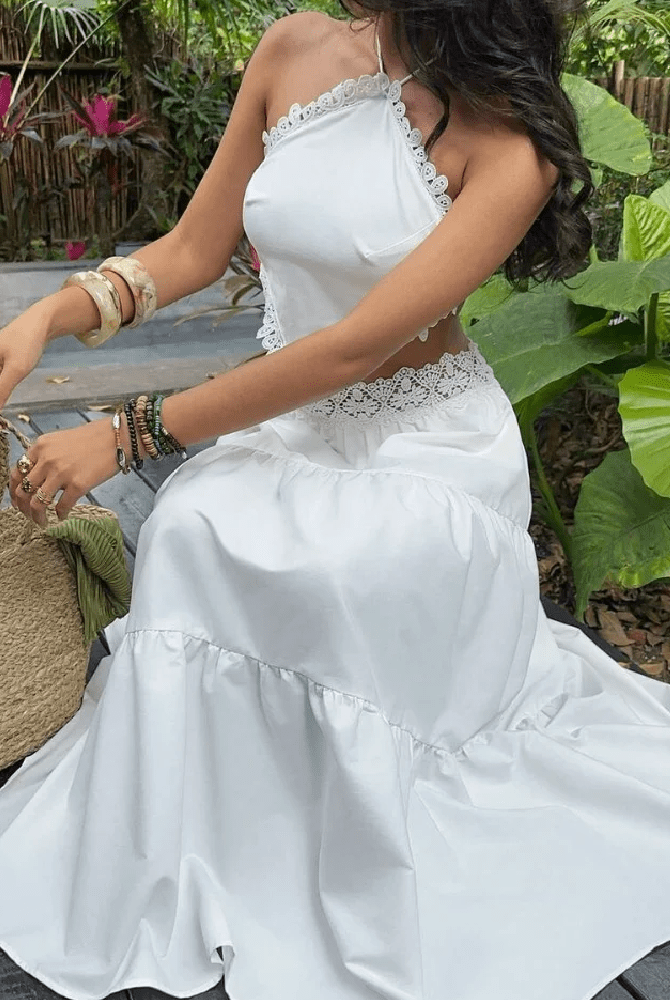ZEYA - Lena Lace Halterneck Layered Skirt Set