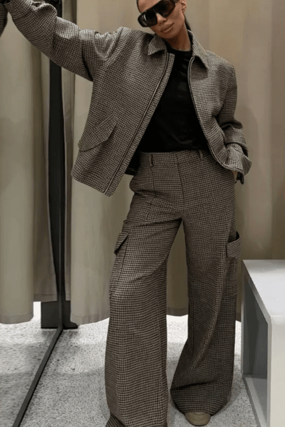 ZEYA - Lily Houndstooth Padded Blazer Set