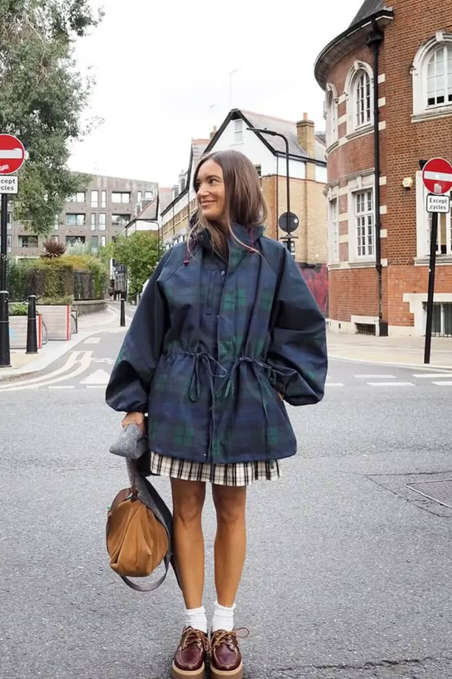 ZEYA - Linda Oversized Plaid Lace-Up Jacket