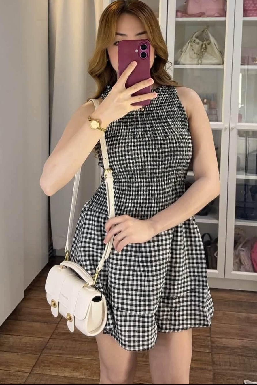 ZEYA - Linda Plaid Smocked Mini Dress