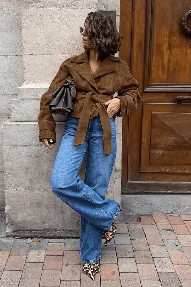 ZEYA - Lisa Faux Suede Belted Wrap Jacket